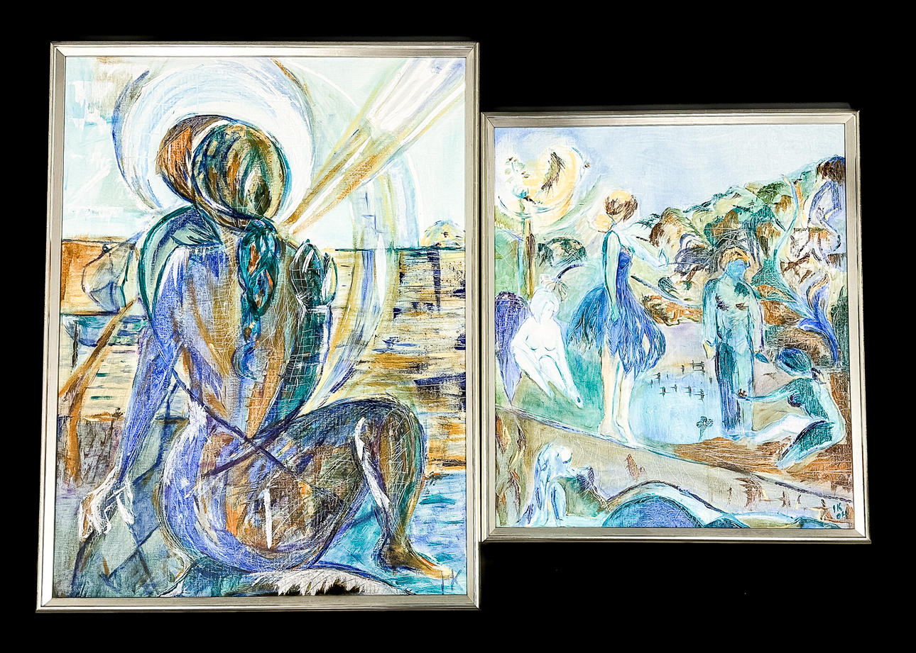 ÖL AUF LEINWAND, 2 Stück, signiert I.K.