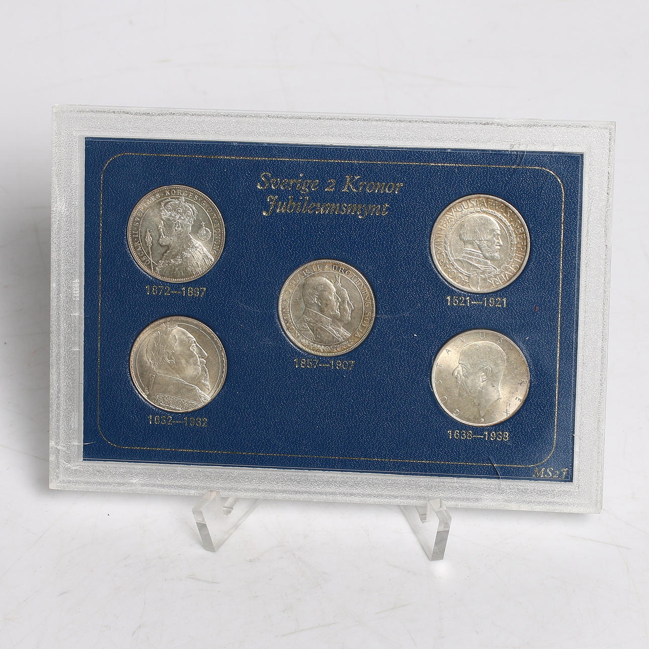 MYNT, 5 st, silver, "Jubileumsmynt - 2 kr" i etui. 1900-tal.