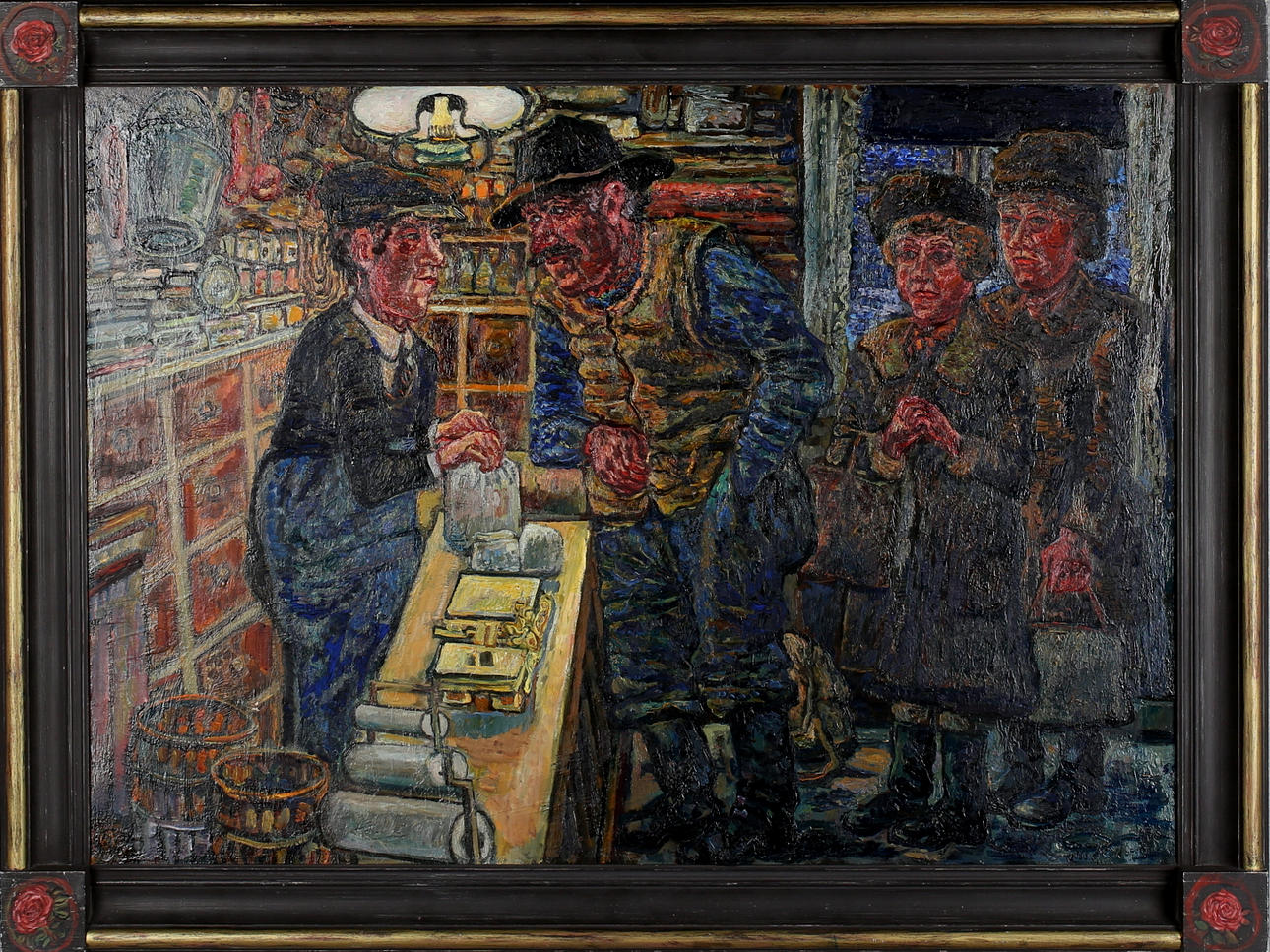 OLLE NORDBERG. "Handelsboden", olja på pannå, signerad.