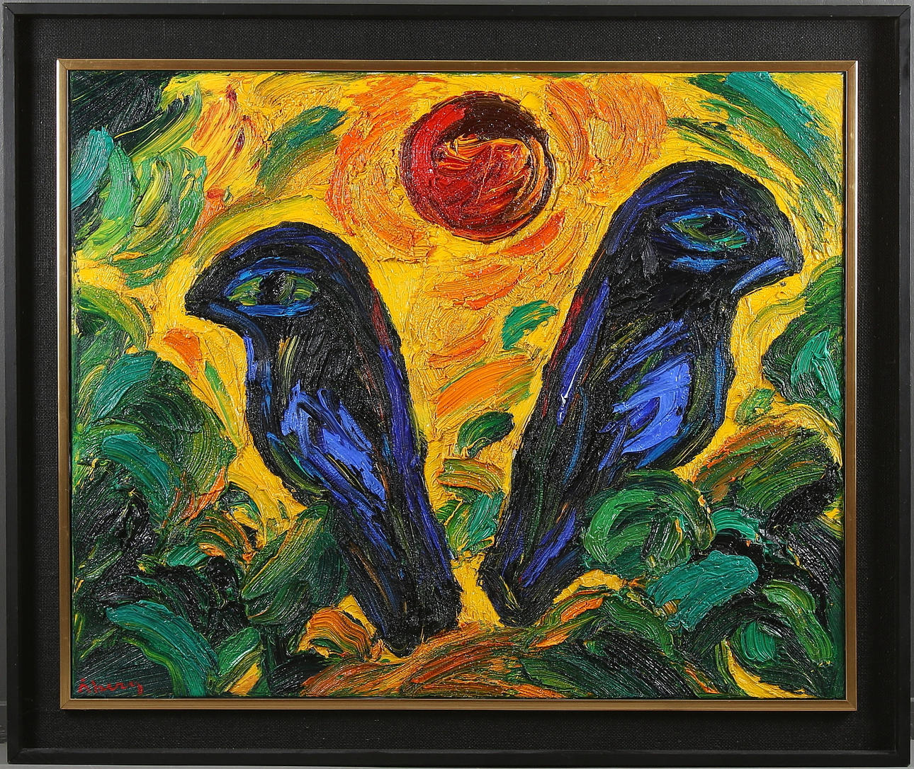 BENGT ÅBERG. "Fåglarna", olja på duk, signerad och daterad -98.