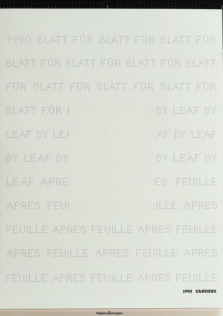 ALMANACKA, Blad for blad 1990, Pappersgruppen/Zanders.