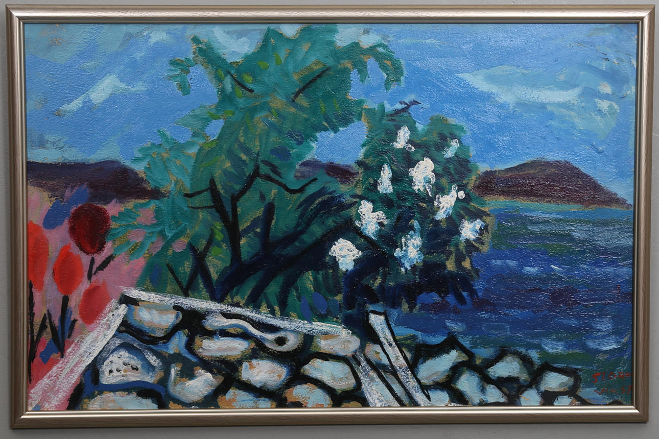 SVEN STORM. "Vik". Olja på pannå, signerad och daterad 57.