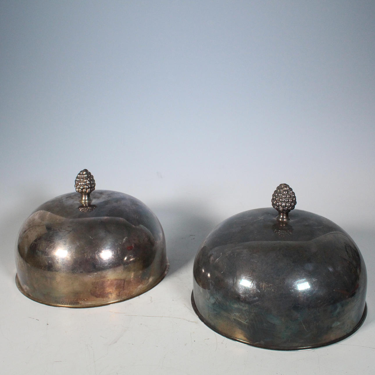 Paar Gloschen, versilbert.