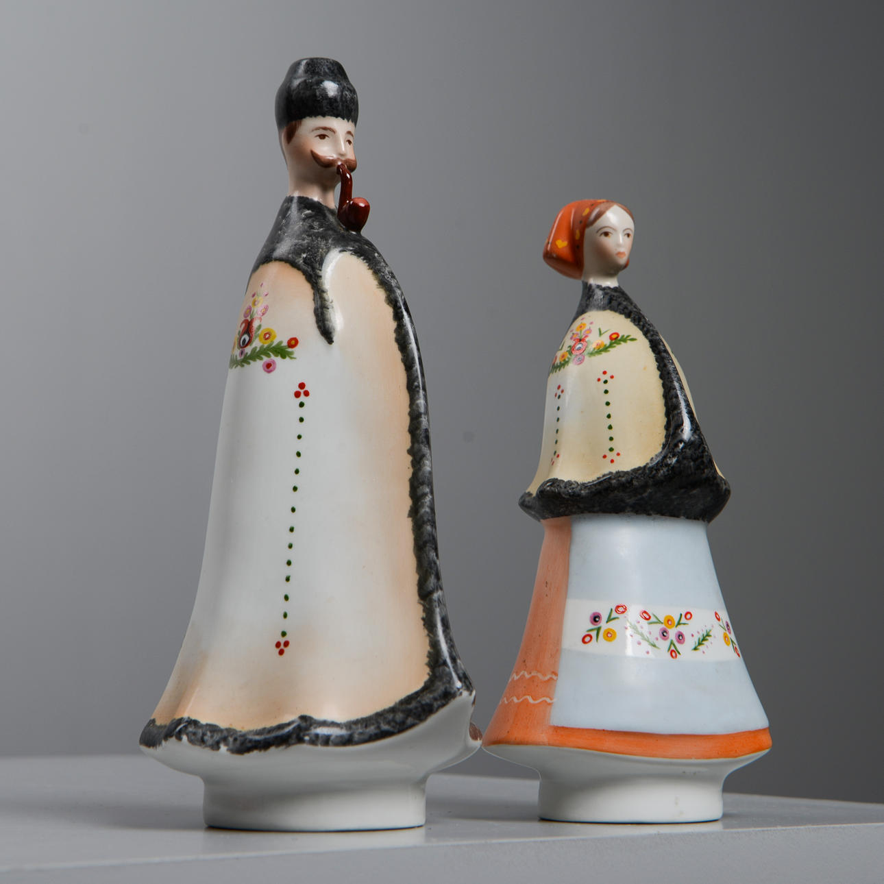 Two porcelain figurines, A Quincum, Budapest.