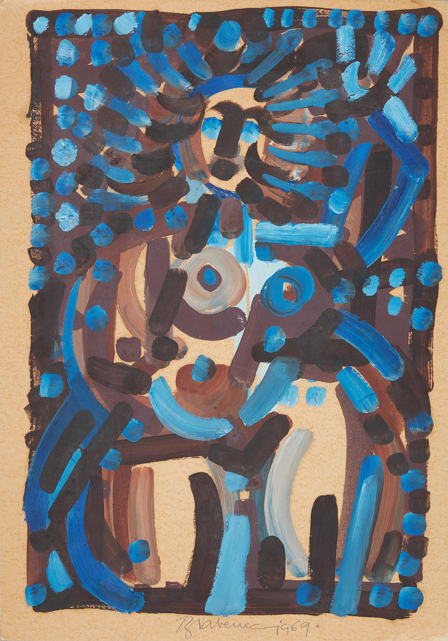 JAROMIR BRABENEC. Figure composition, oil on cardboard, signed and dated 1969.
