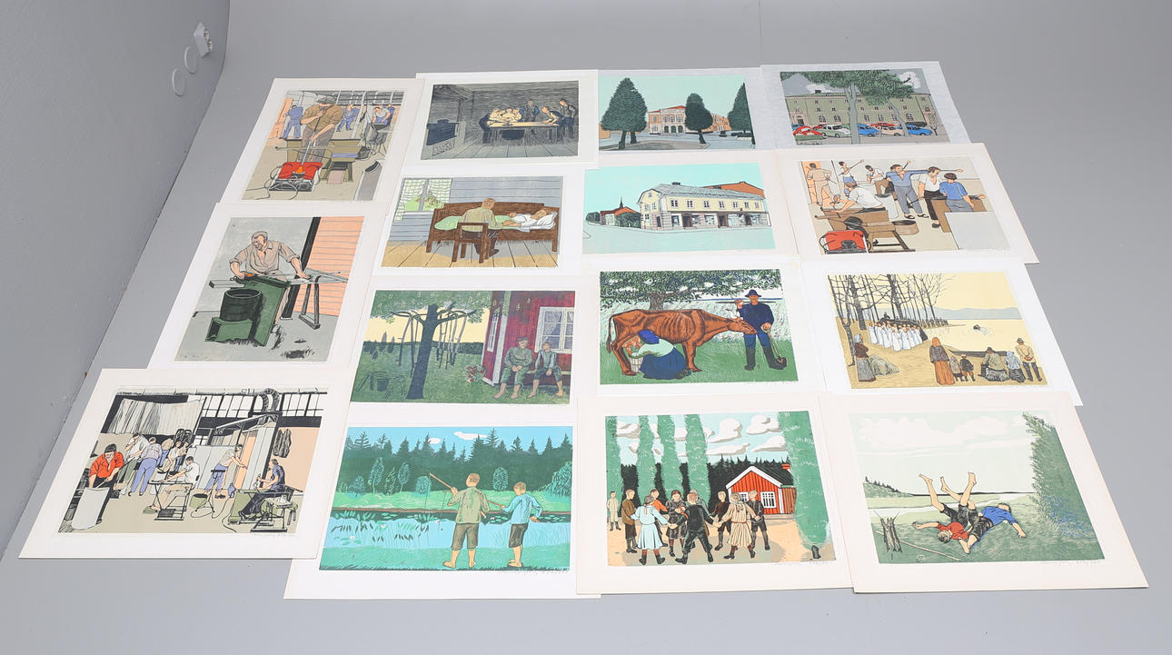 SVEN LJUNGBERG. Färgträsnitt, 15 st, signerade och numrerade.