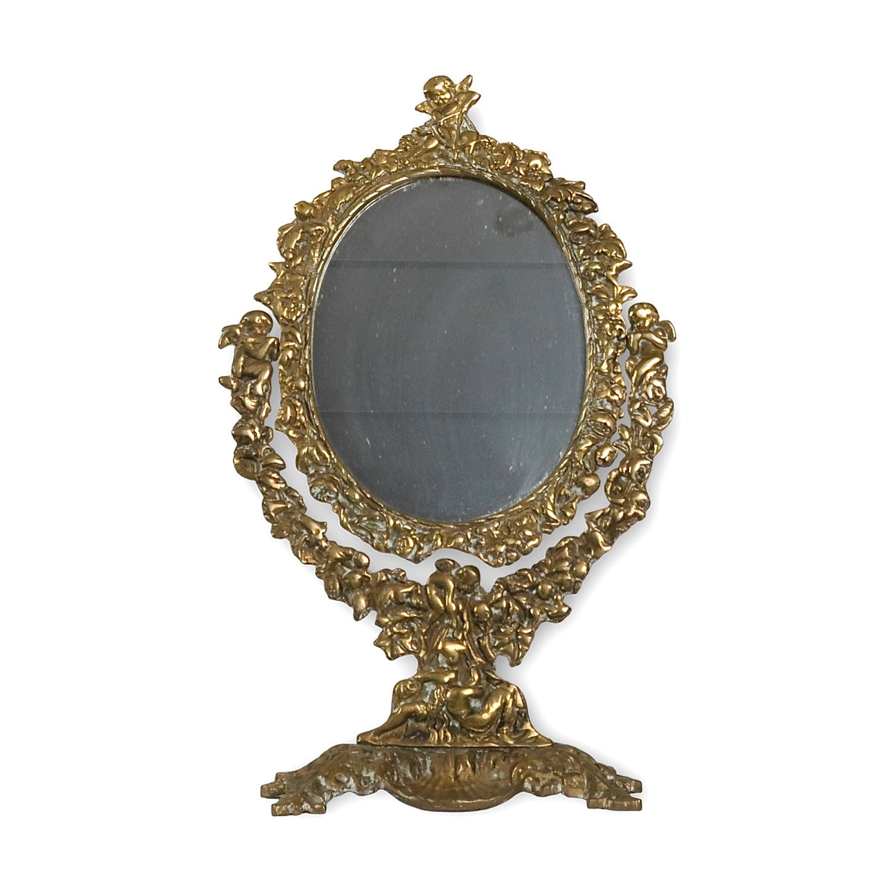 TABLE MIRROR, brass.