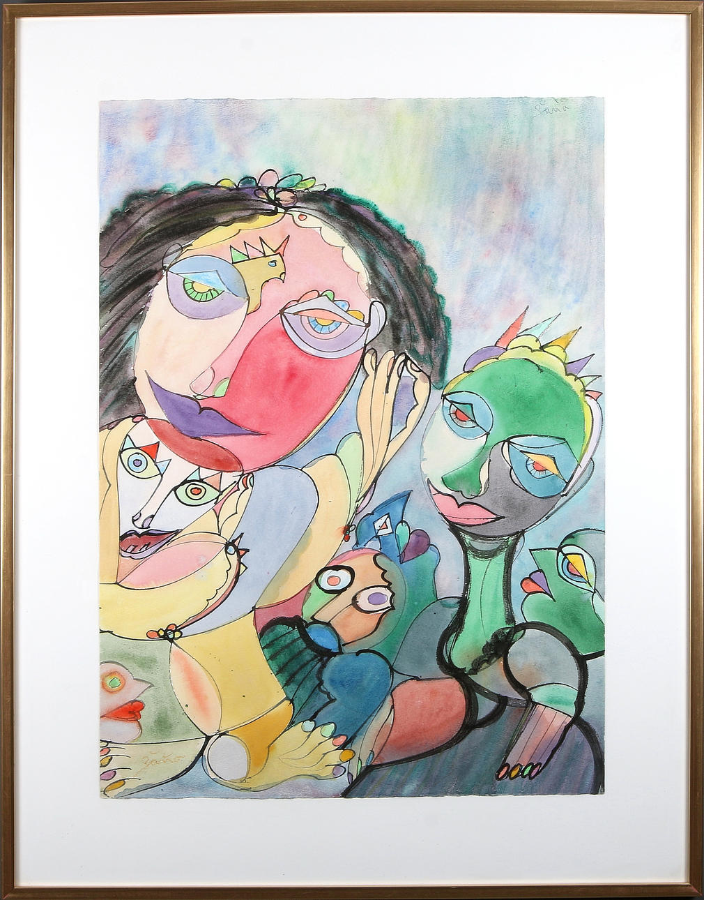 DANIEL SANO. Figurkomposition, akvarell, signerad.