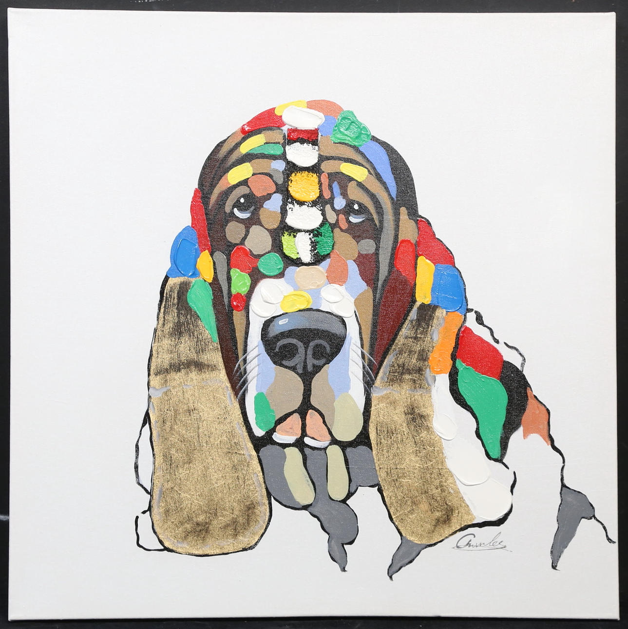 OIDENTIFIERAD KONSTNÄR. Dog. Oil canvas, indistinctly signed.