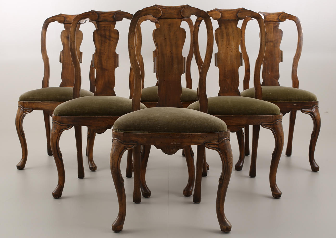 STOLAR, 6 stycken, Bondrokokostil, 1900-tal.