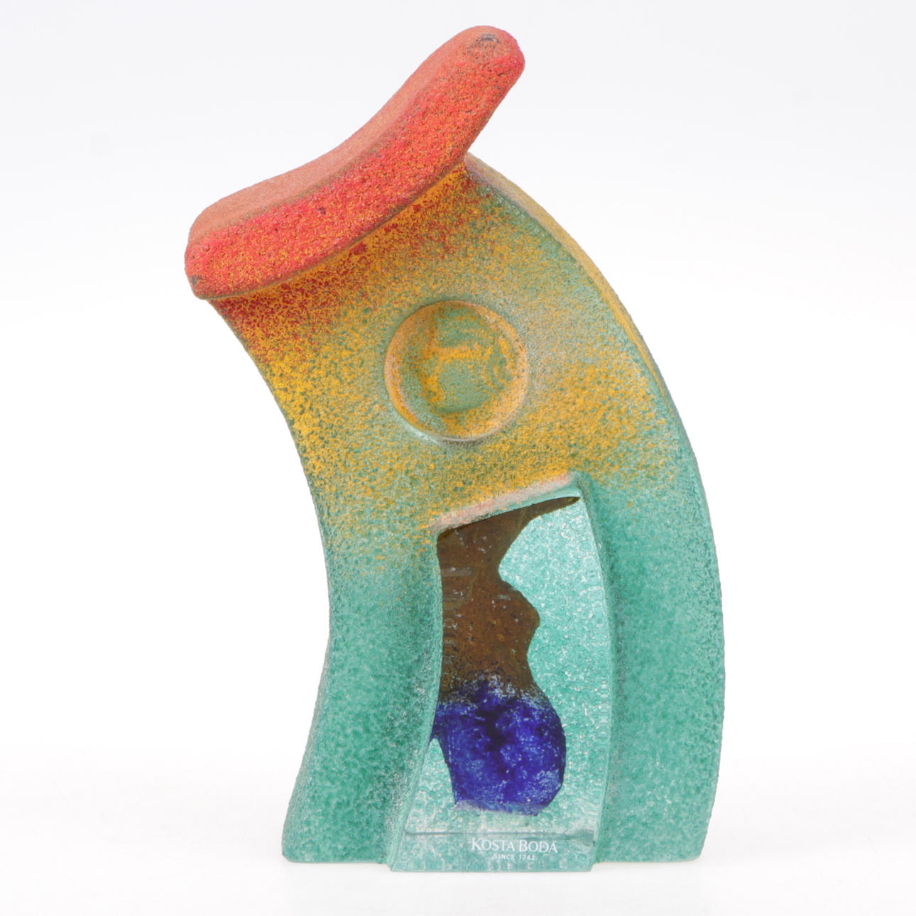 SKULPTUR, glas, ur serien "Inside", Kjell Engman, Kosta Boda, signerad.