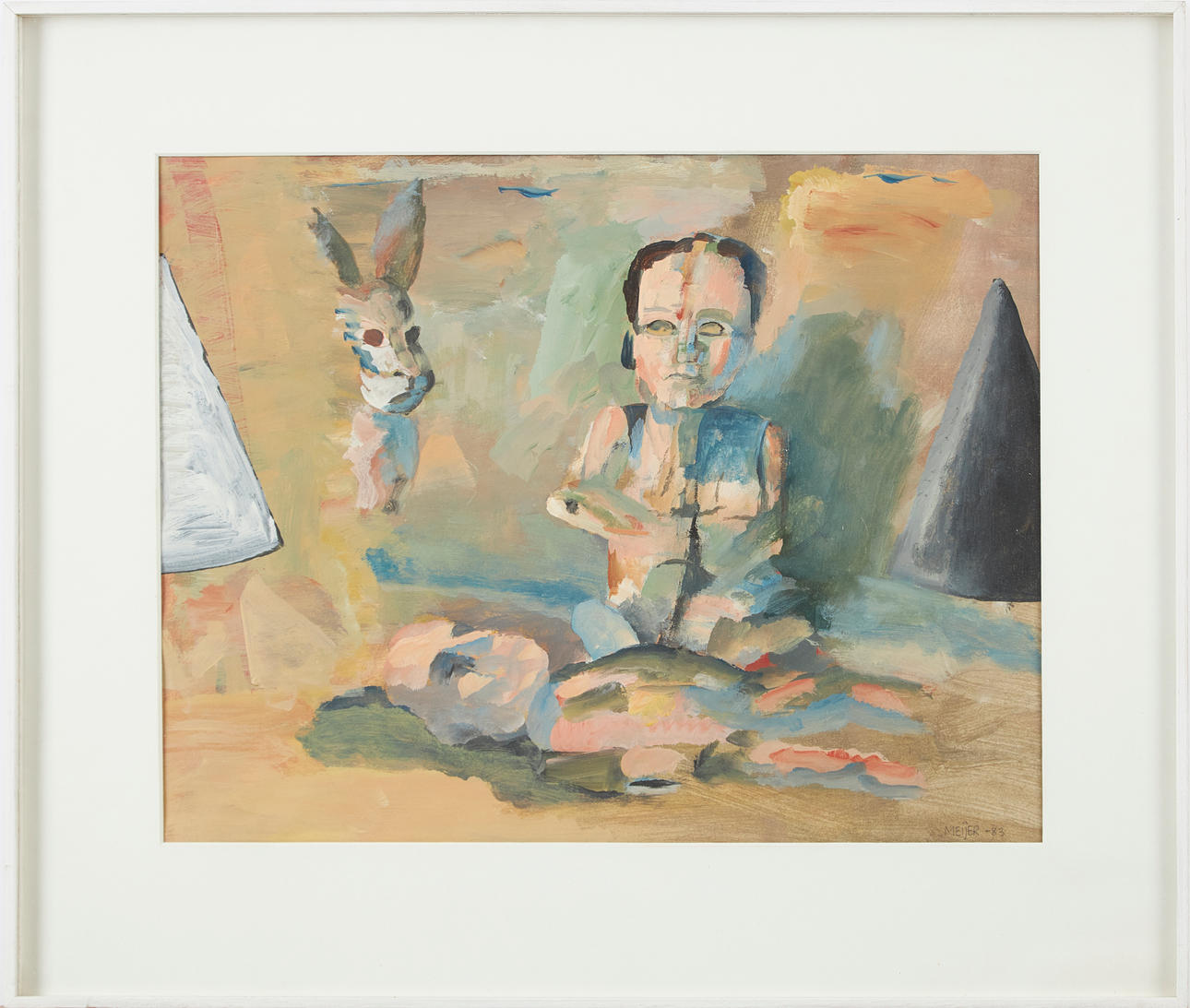 STURE MEIJER (1931- 2023). Composition with figures and hare.
