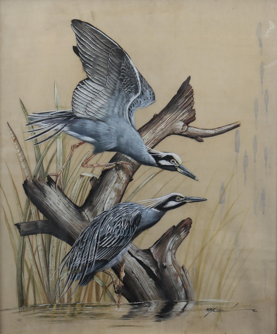 PROBABLY INDIAN SCHOOL, 19TH CENTURY. Herons.