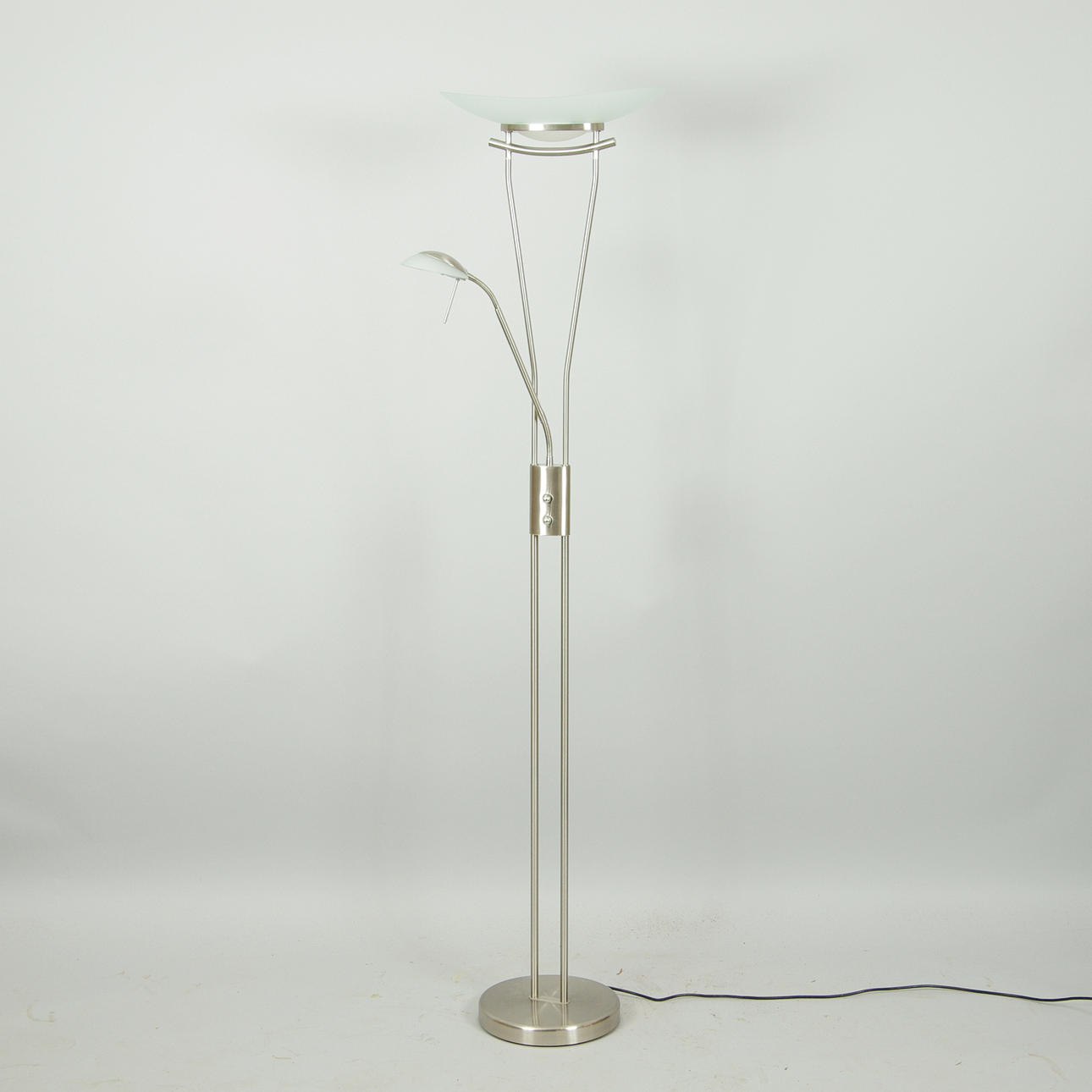 GOLVLAMPA, uplight, glas/metall, sent 1900-tal.