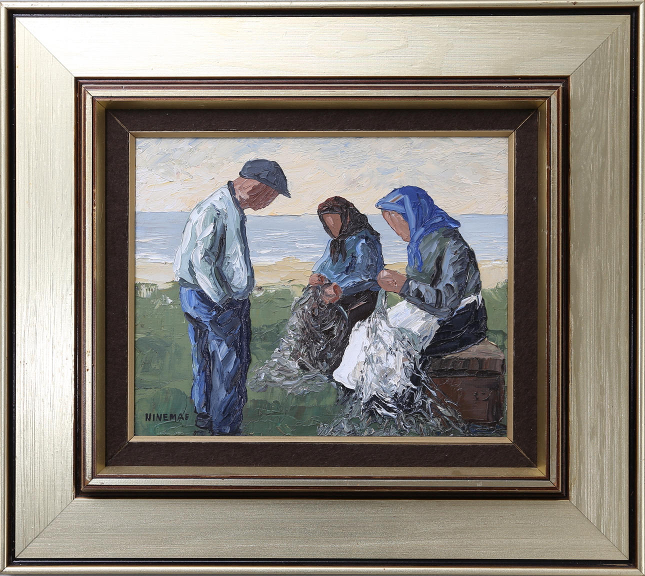 BORIS NINEMAE. "Sommardagar vid havet", olja på duk, signerad.