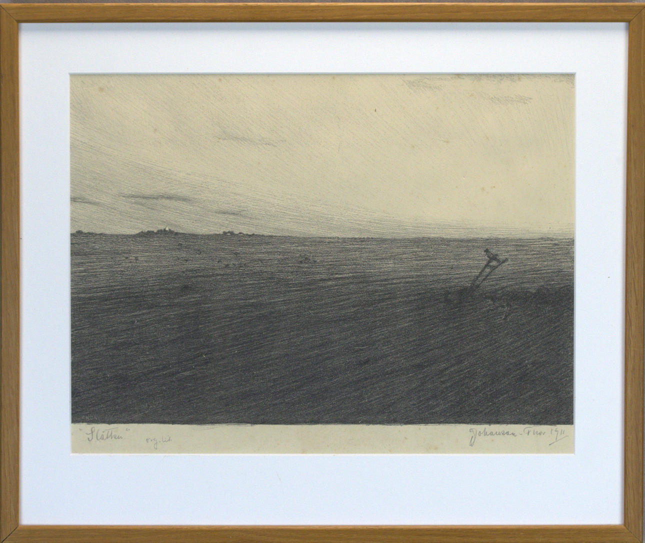 EMIL JOHANSON-THOR. Lithograph, “Slätten”, signed 1911.