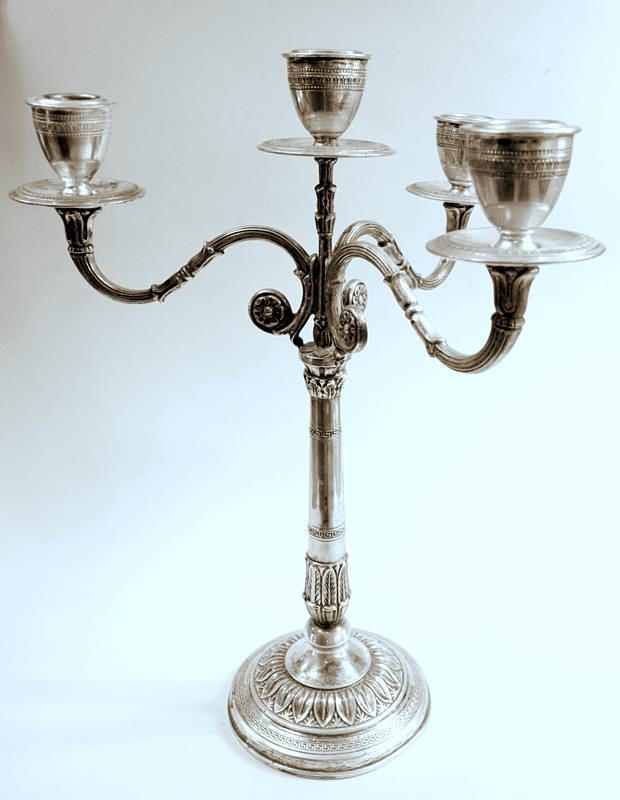 KANDELABRAR, silver 800, tyska ca 1890.