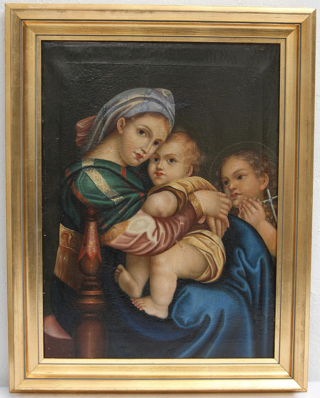 RAFAEL. EFTER. Maria med Jesubarnet och Johannes döparen. 1800-tal. Oljemålning på duk.