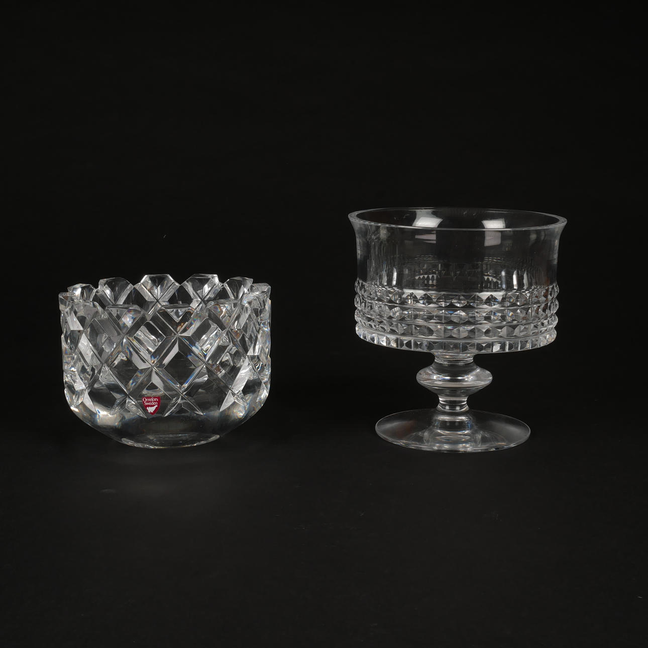 SKÅLE, 2 stk., krystal, blå „Sofiero“ Orrefors.