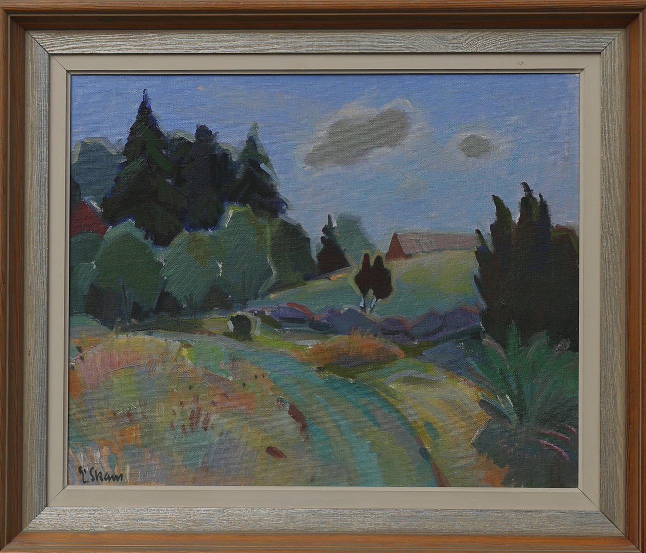 ESKIL SKANS. Landskap, olja på pannå, signerad E Skans.