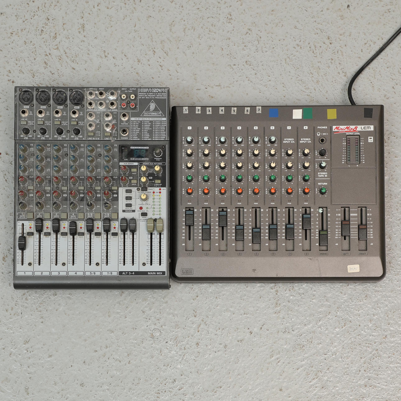 MISCHTISCH, 2 Stück, Lem Mini Mix 8 & Behringer 1204.
