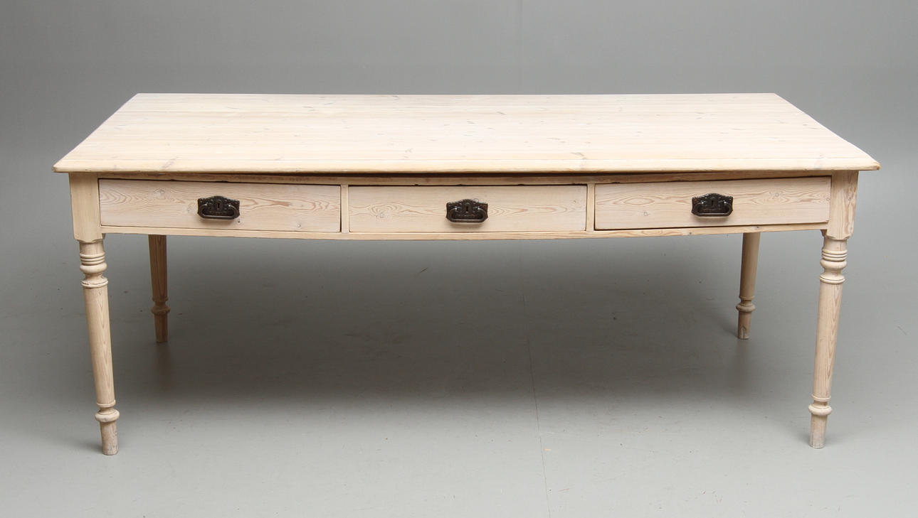 BIBLIOTEKSBORD, med 6 lådor i sargen, furu.