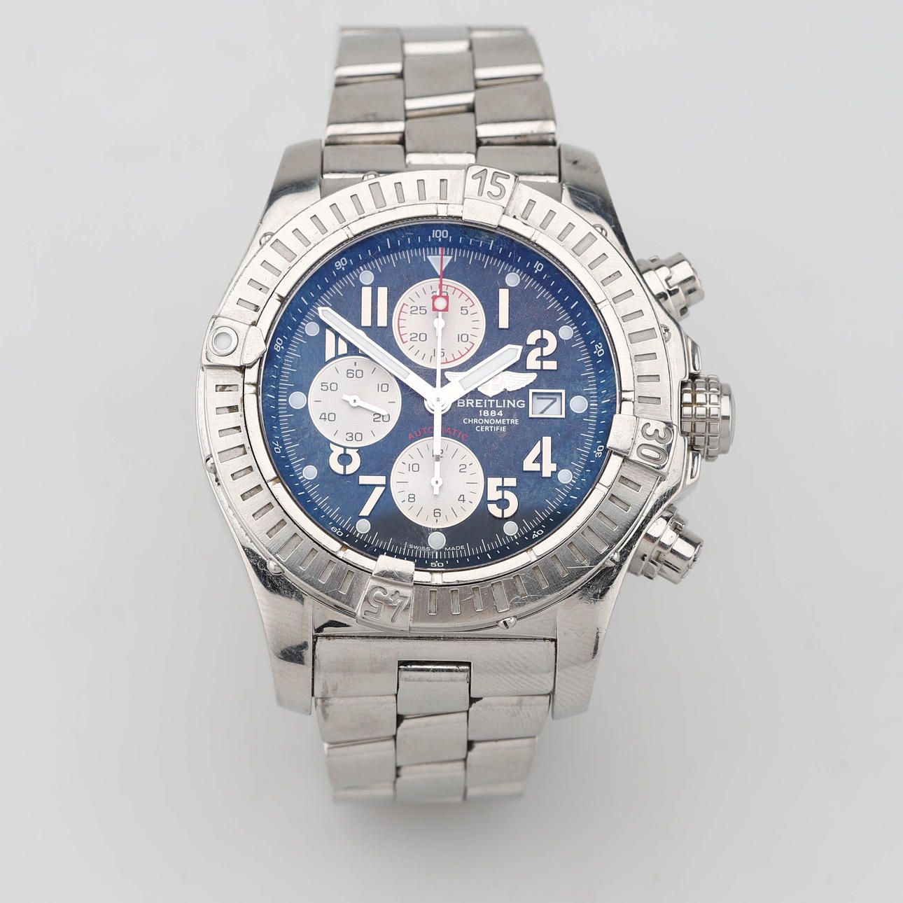 BREITLING SUPER AVENGER, wristwatch, steel, automatic assignment, date, chronograph with minute and hour counter, 21st century.