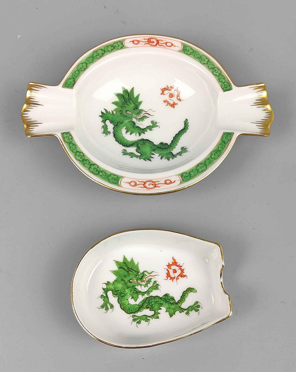 MEISSEN 2 ASCHENSCHALEN Ming Drache.