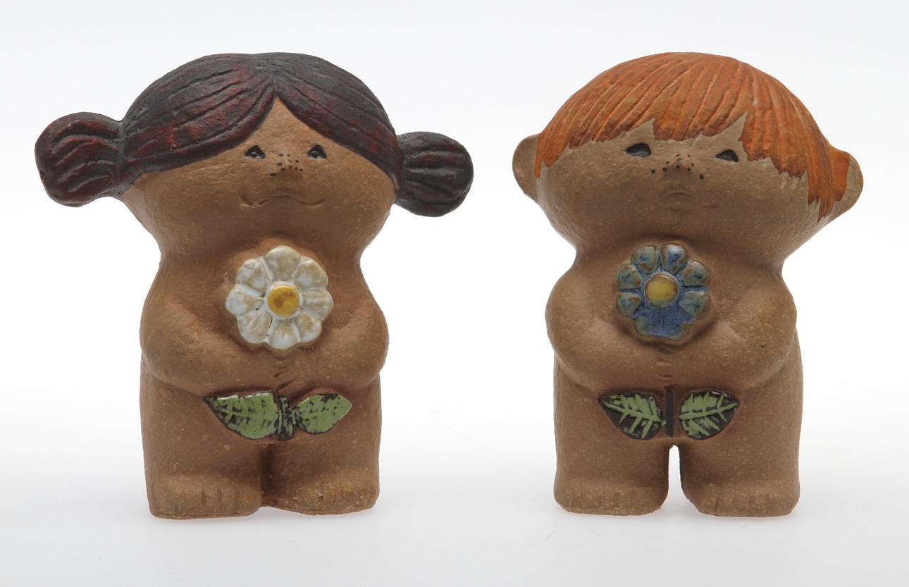 FIGURINER. 2 st, stengods,"Adam och Eva" Lisa Larson, Gustavsberg.