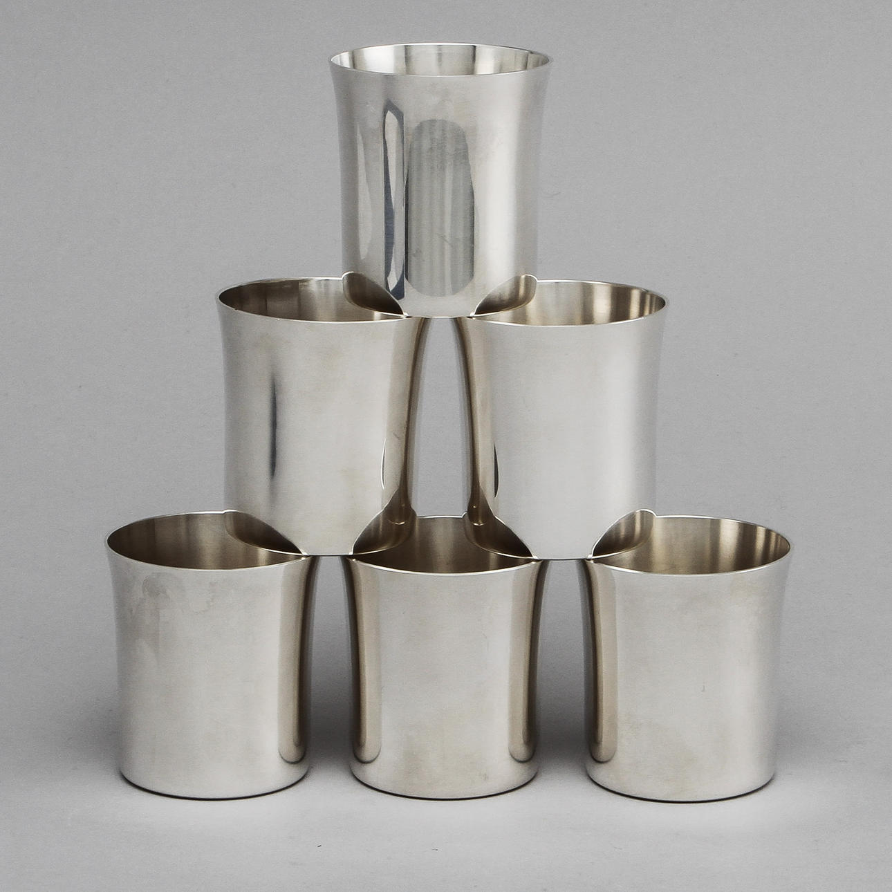 BÄGARE, 6 ST, silver, vikt ca 540 gram.