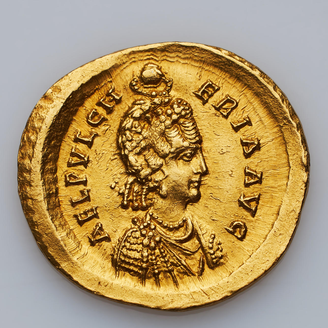 GULDMYNT, Aelia Pulcheria, bysantinsk kejsarinna 450-453, solidus ...