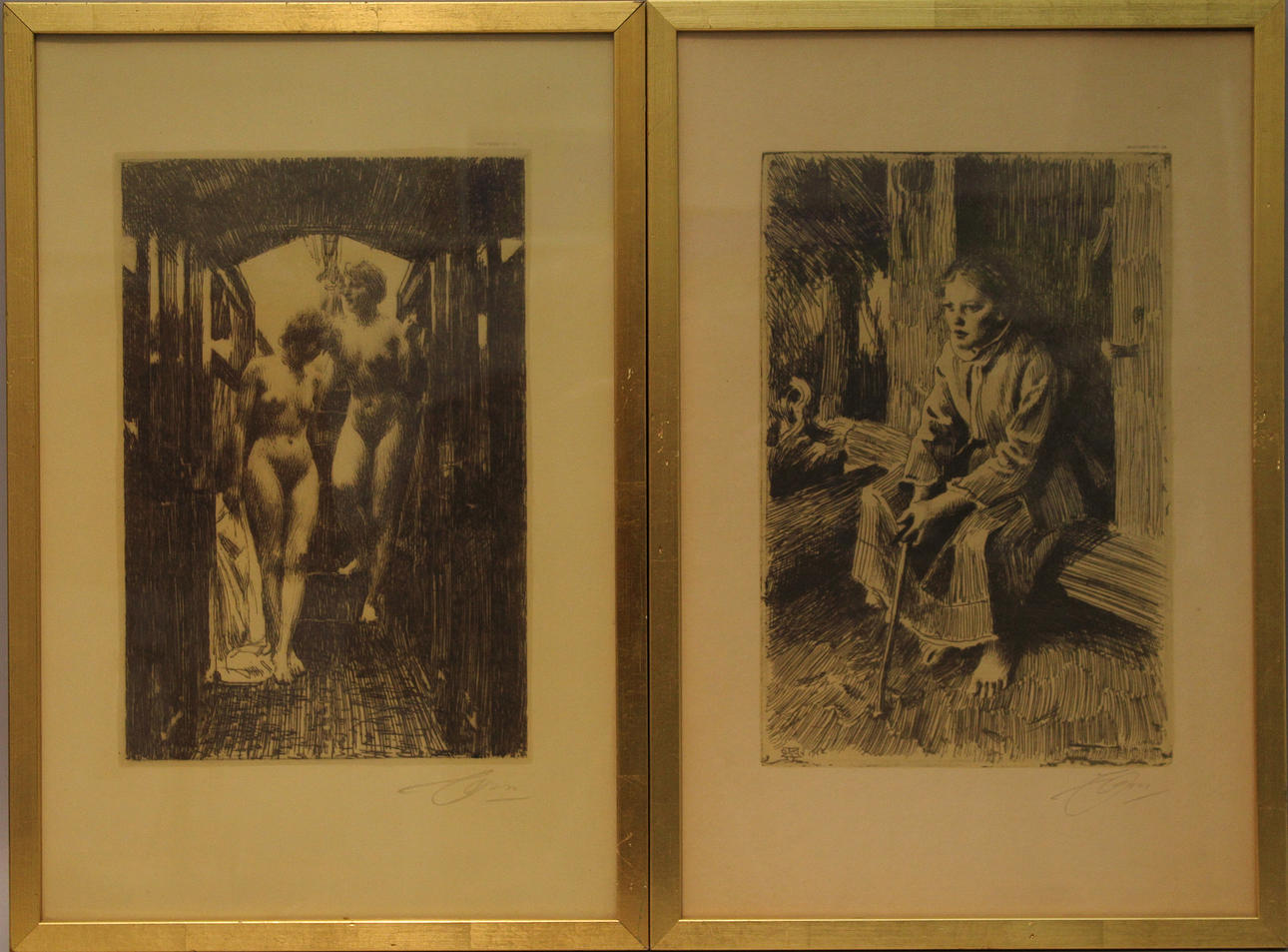 ANDERS ZORN. Parti konst (4). Litografier. Signerade Anders Zorn i trycket.