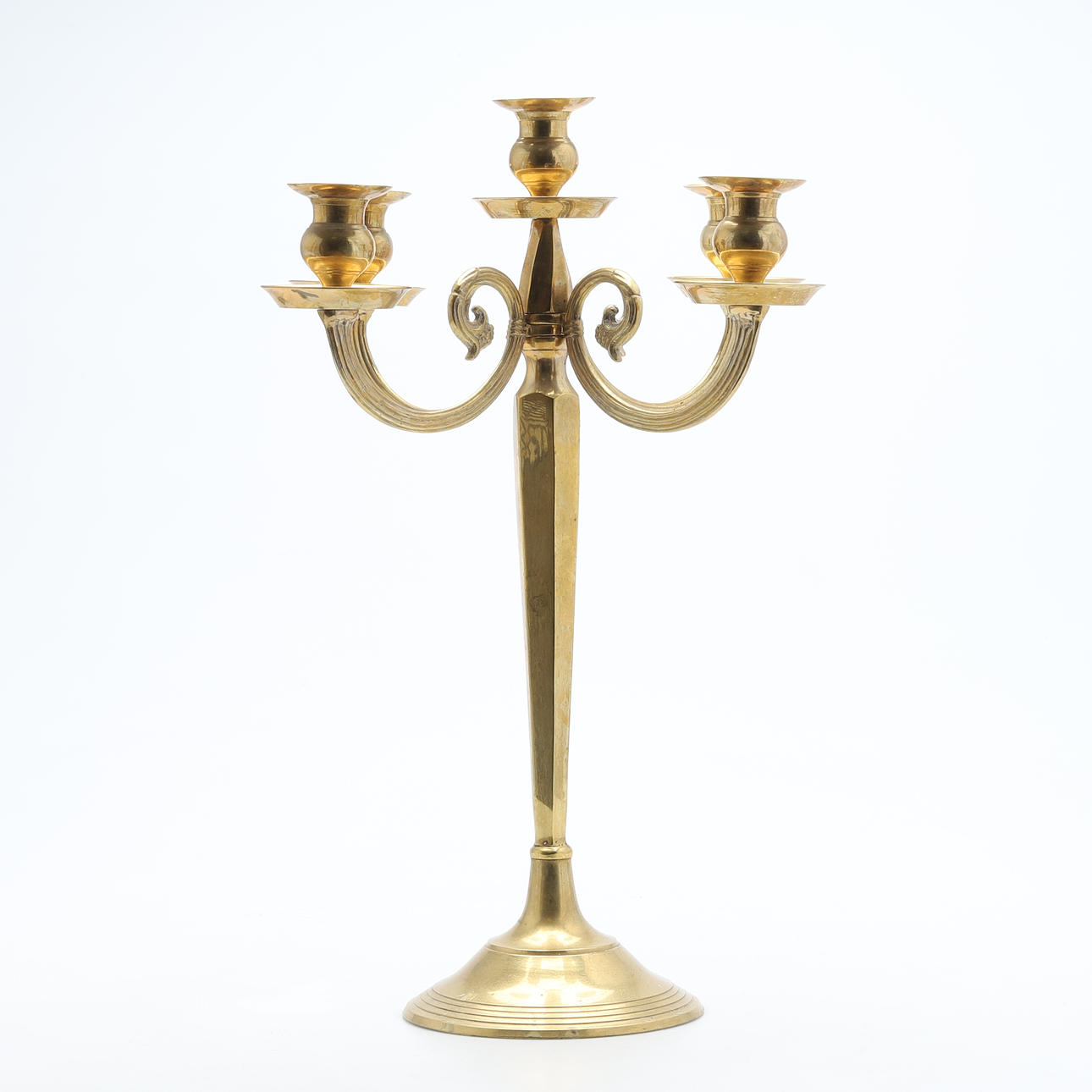 A brass candelabra, 20th century.