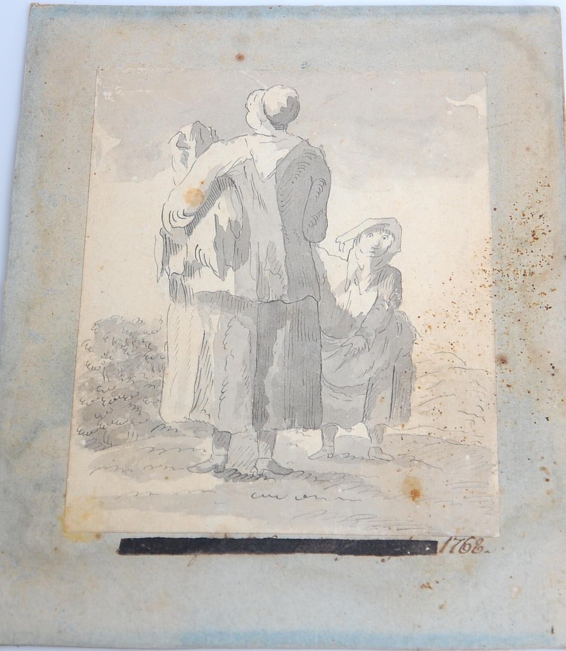 CARL AUGUST EHRENSVÄRD. TILLSKRIVEN. 1745-1800, akvarell, 1700-tal, daterad 1768, proveniens Bech-Friis, Börringe kloster.