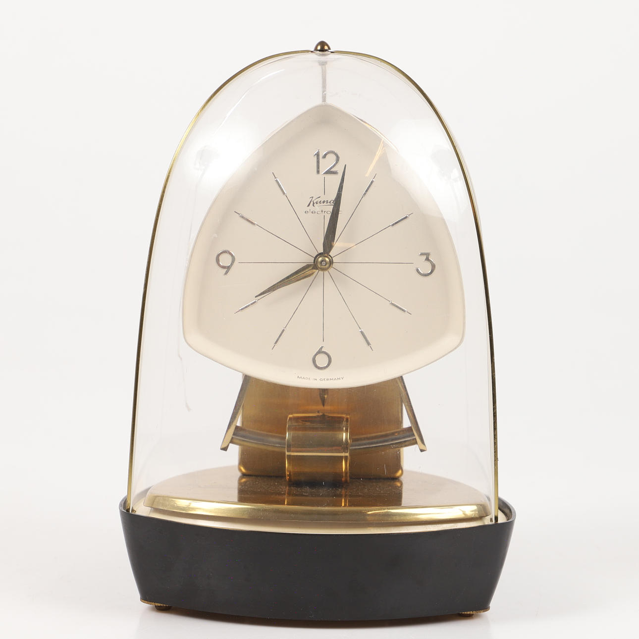 A brass table clock with plastic cup, Kundo Electronic, Germany, mid ...