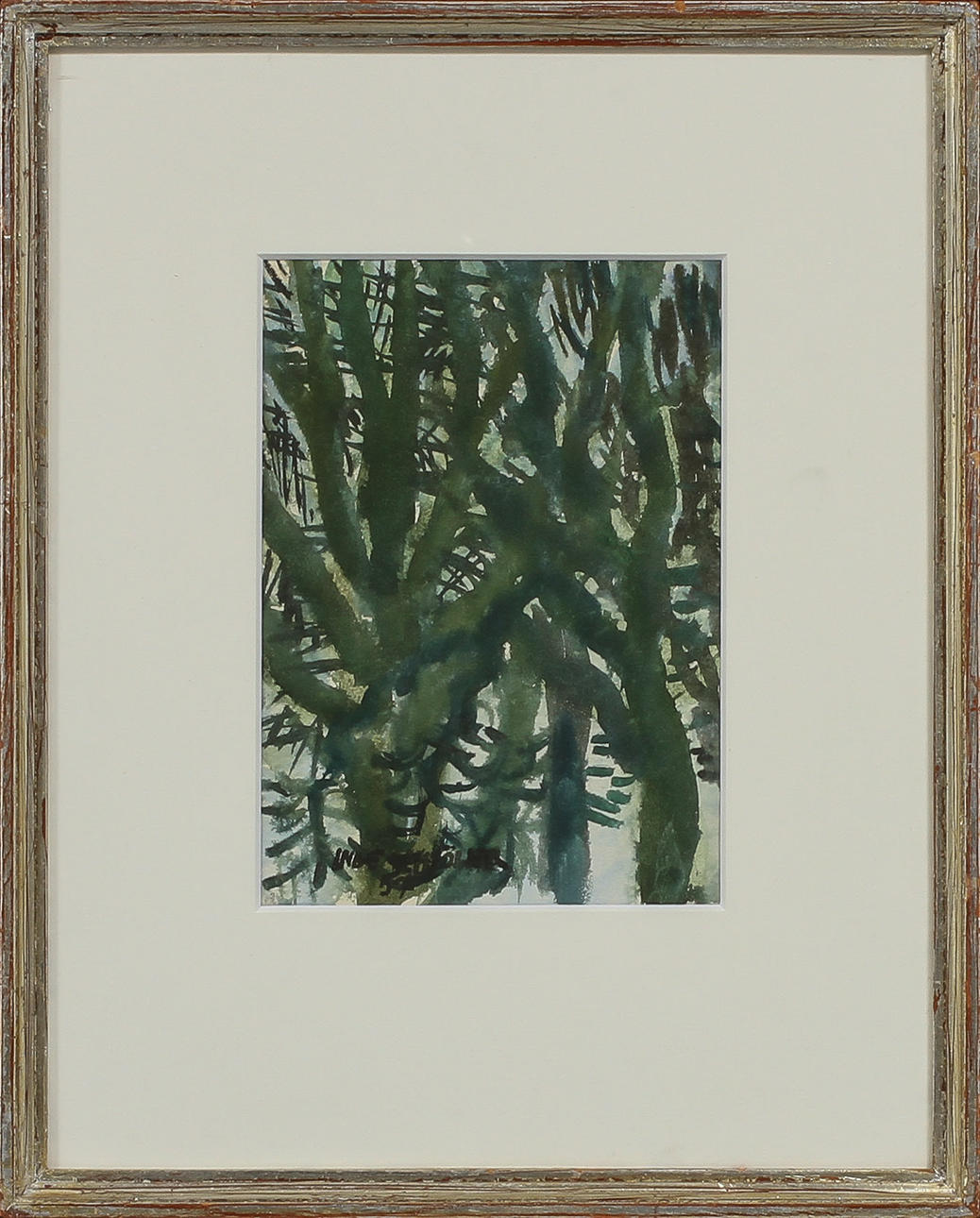 INGE SCHIÖLER. "Ekar i snö", akvarell, signerad och daterad 57.