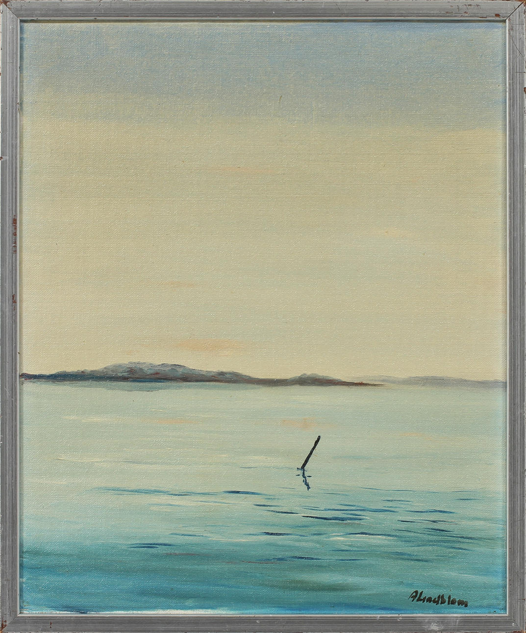 ARNOLD LINDBLOM. Kustbild, olja på duk, signerad.