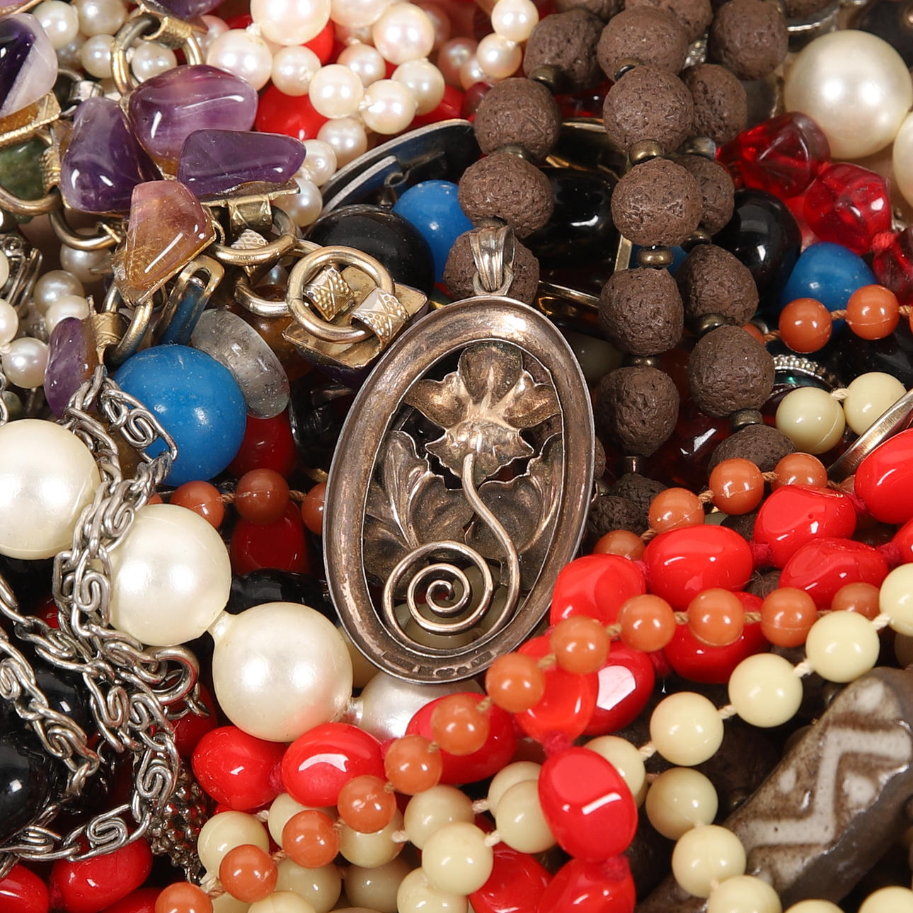 SCHMUCK, Konvolut, inkl. Halbedelsteine.