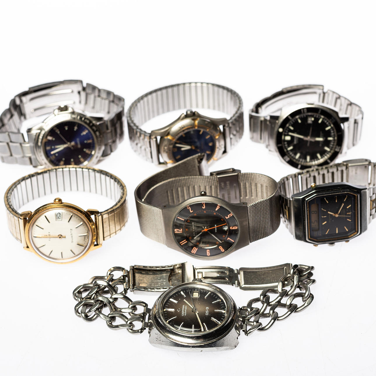 WRISTWATCH, 7 pcs from Timex, Seiko, Certina etc.