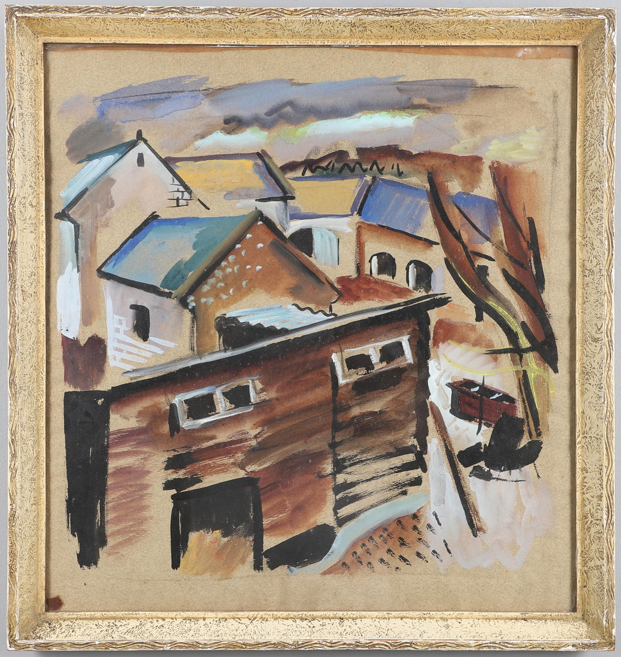 ATTRIBUTED TO FRANCES HODGKINS (NEW ZEALAND, 1869-1947). VILLAGE BUILDINGS.