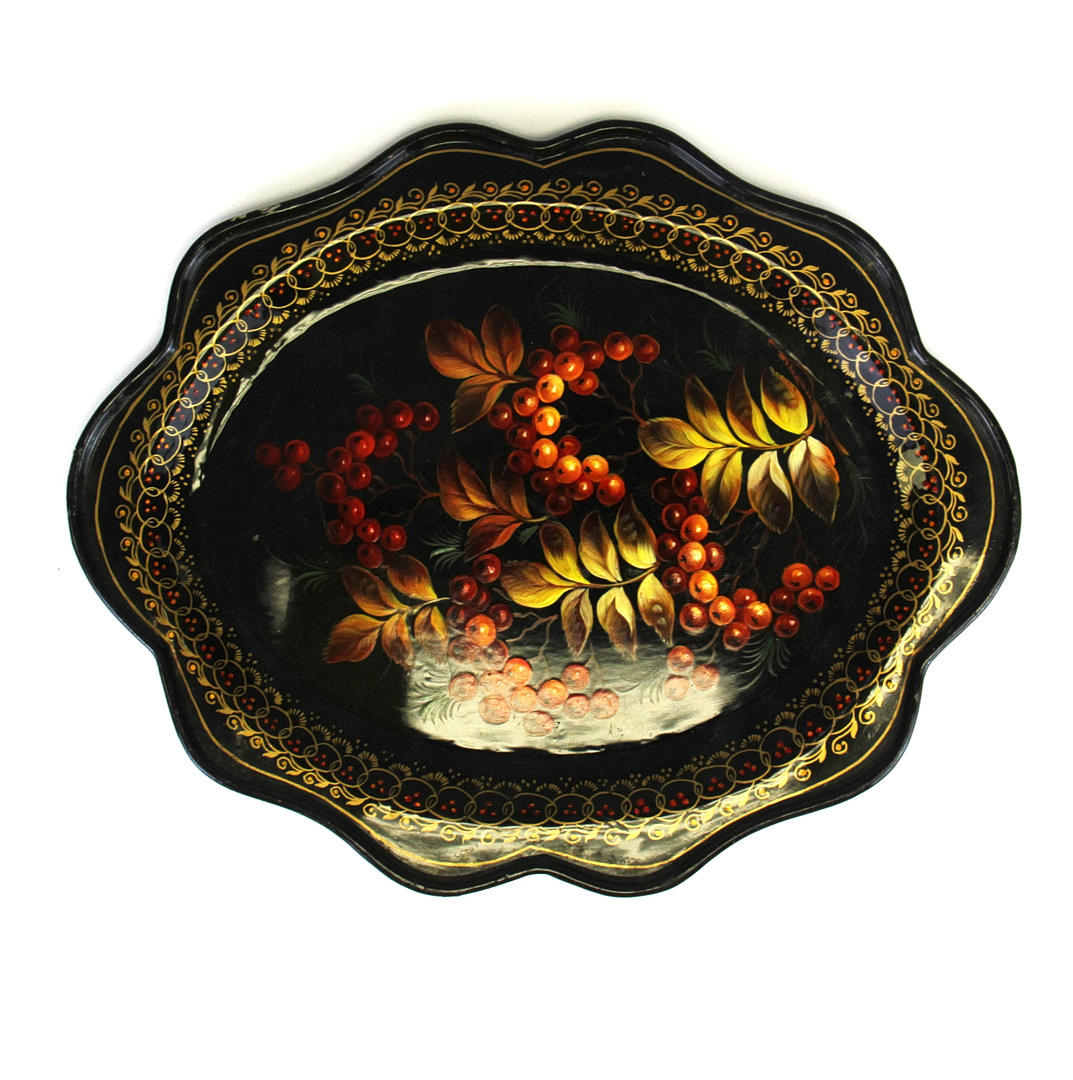 HAND PAINTED TIN TRAY.