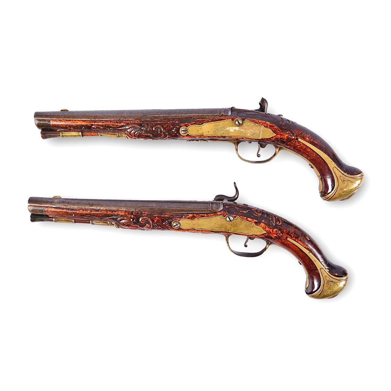 PARPISTOLER, slaglås, 1800-tal.