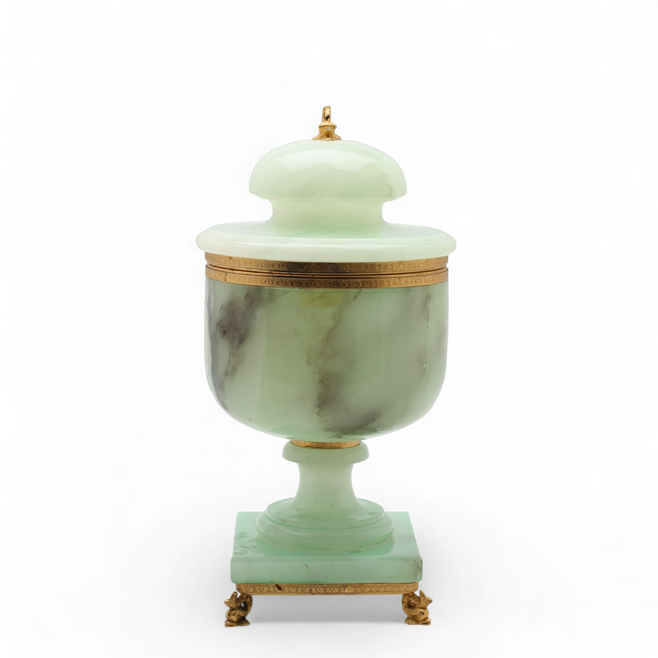 An onyx possibly brass lock urn, 20th century.