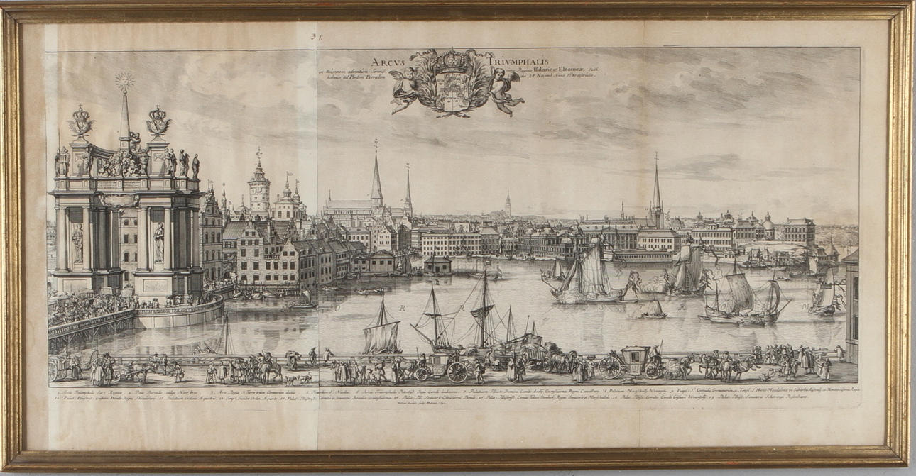 KARTA,"Arcus triumphalis in solennem...", gravyr, Willem Swidde sculp Holmberg 1691.
