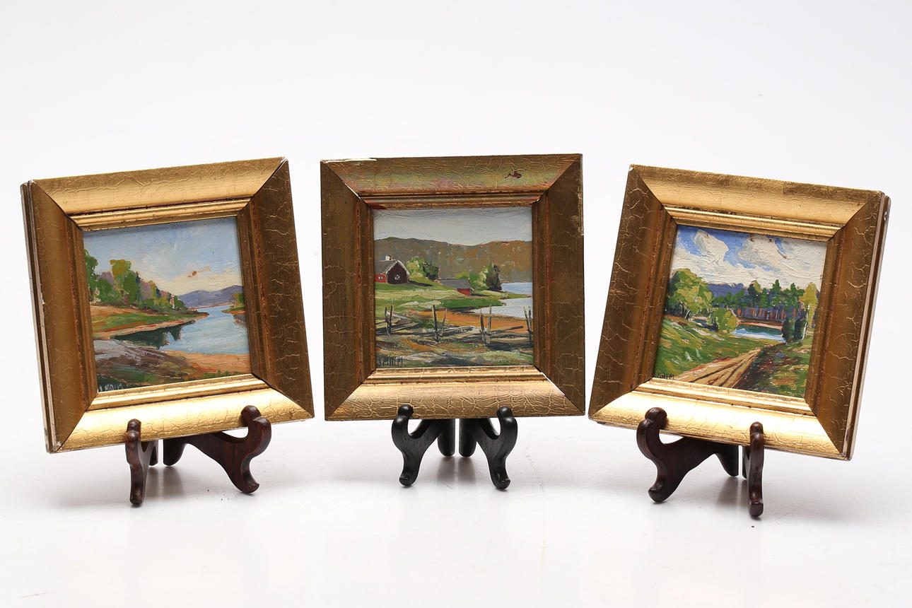 JOHAN MALM. oil on panel, 3 pcs.