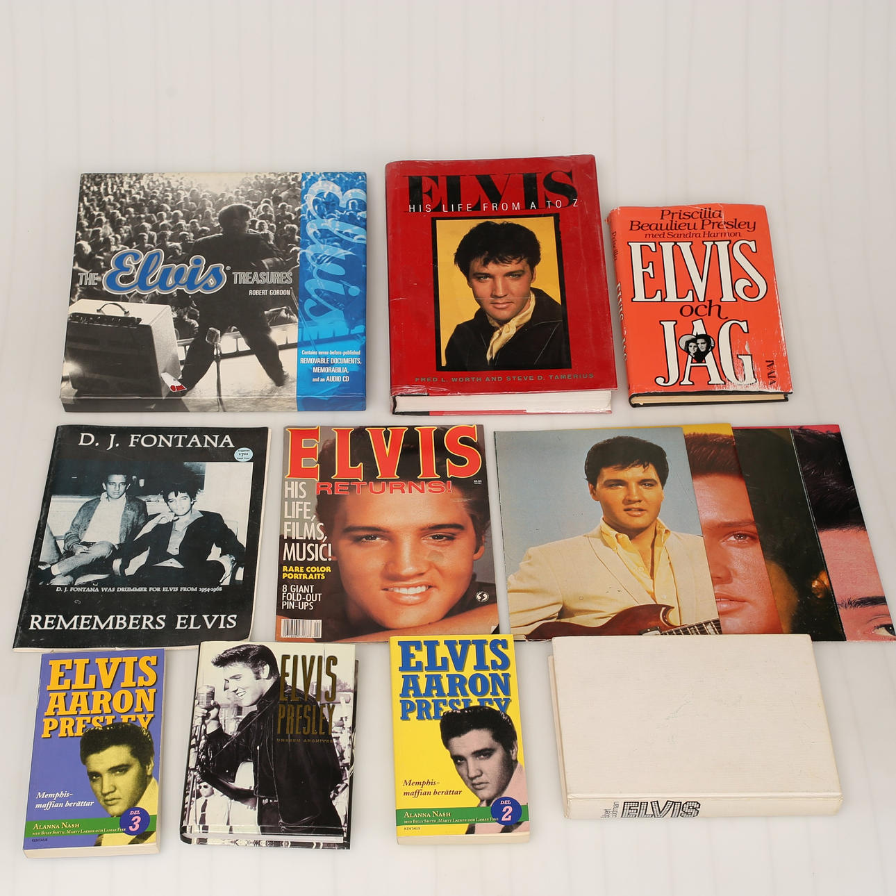 ELVIS PRESLEY, 8 books and 4 posters.