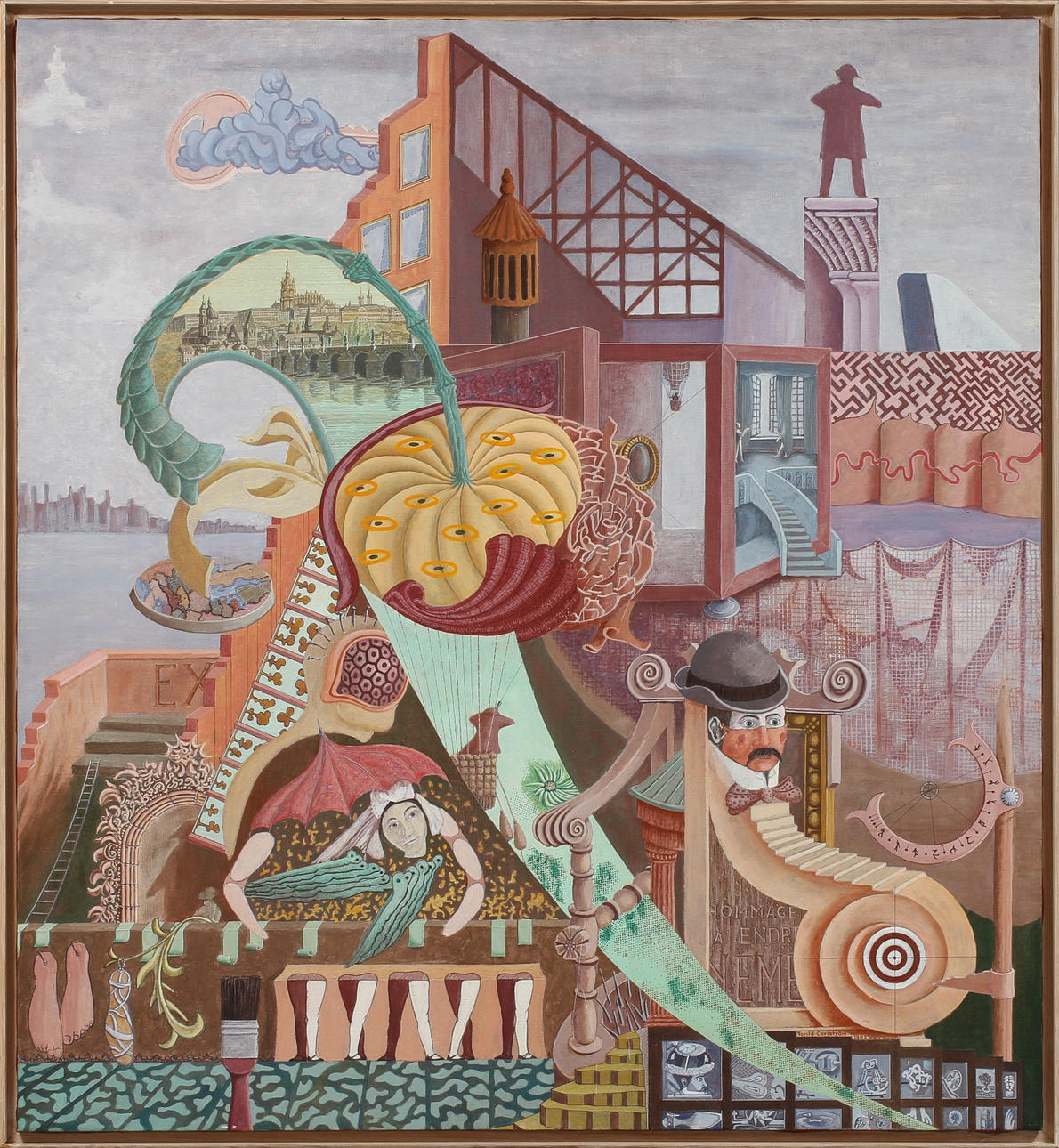 TORILD CARLSTRÖM. Hommage á Endre Nemes, olja på duk, signerad.