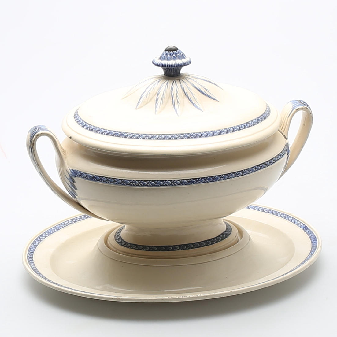 TERRIN med LOCK och FAT, flintgods Rörstrand 1800-talets början.