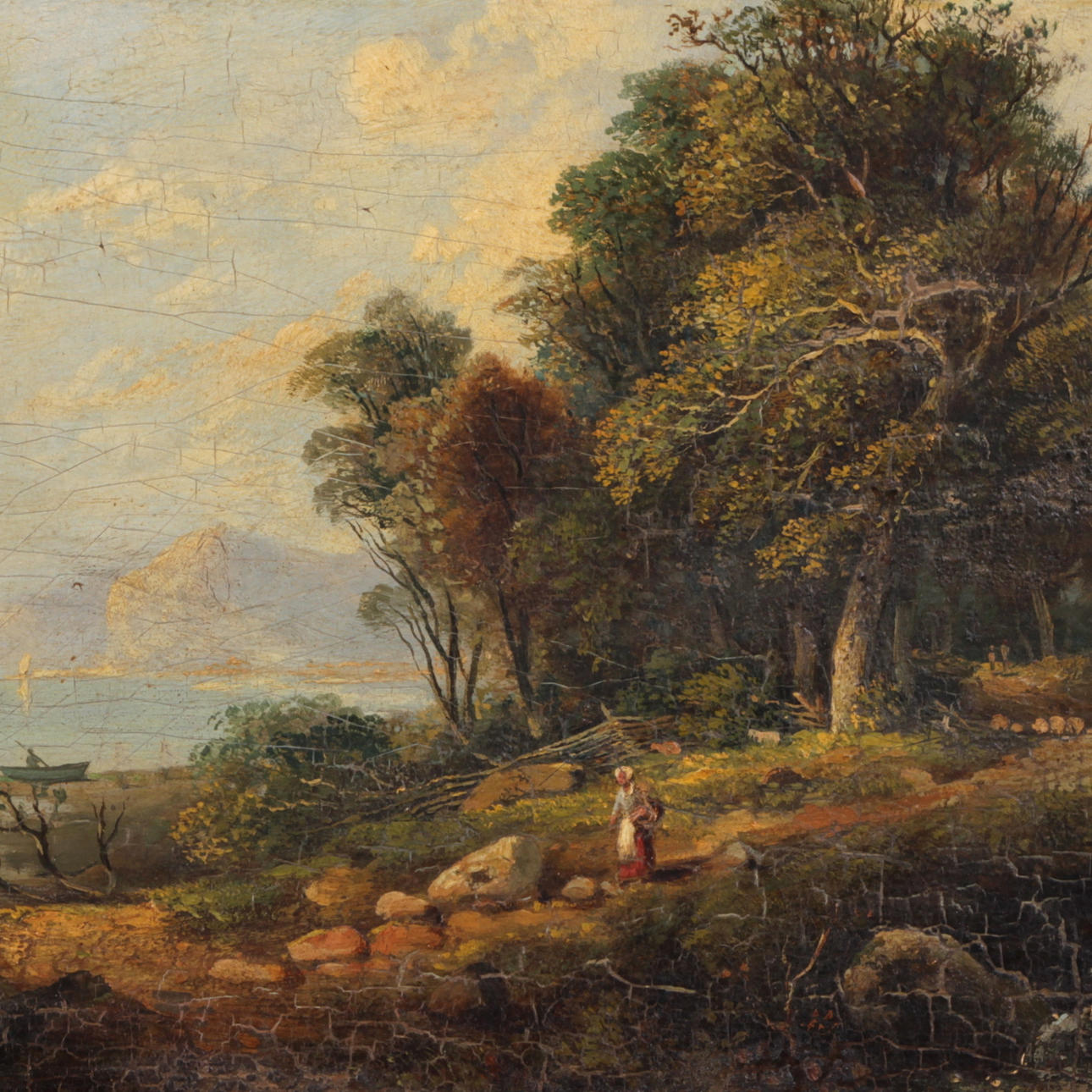 WILLIAM HENRY CROME. Olja på pannå, landskapsmotiv, England, 1800-tal.