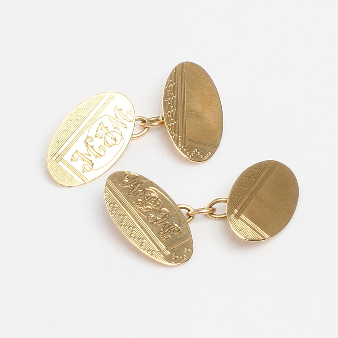 MANSCHETTKNAPPAR 1 par, 9k guld, England, 1800/1900-tal.